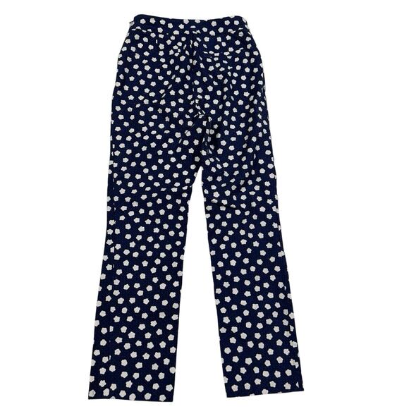 Kate Spade Pants Size 2 Blue White Cloud Dot Jacquard Floral Textured Crop Ankle - Picture 1 of 7